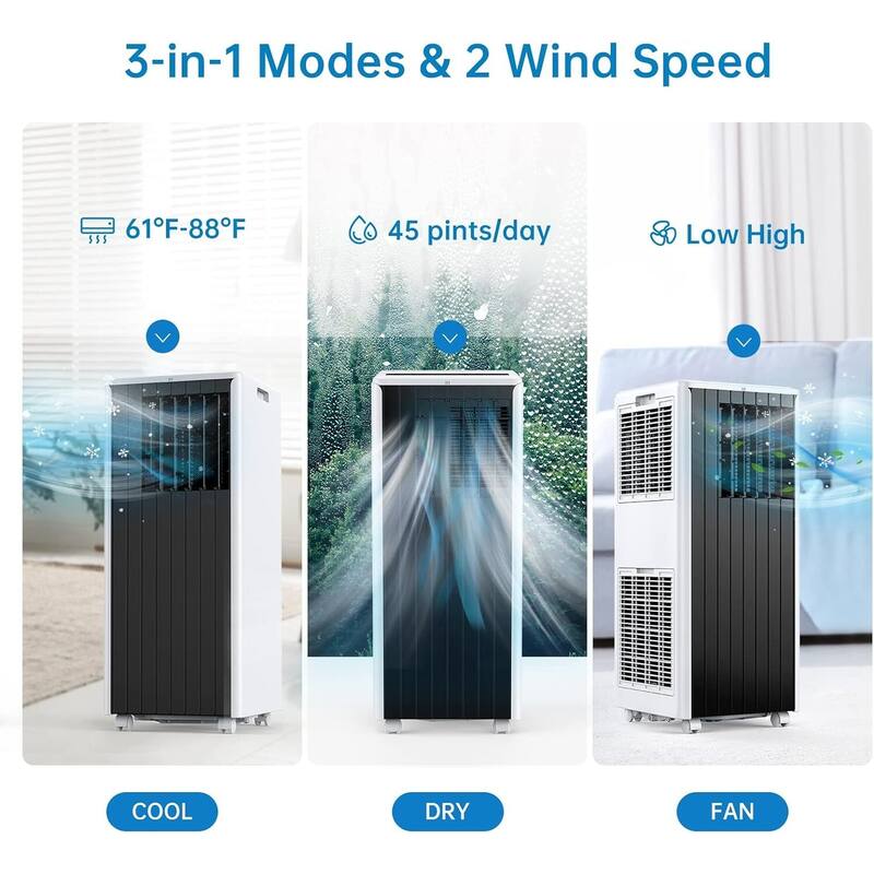 8000 BTU Air Conditioner Portable for Room up to 350 Sq. Ft