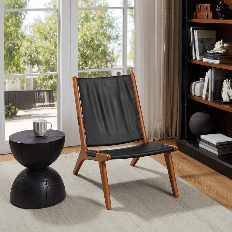 Art Leon Leather Lounge Chair - Black