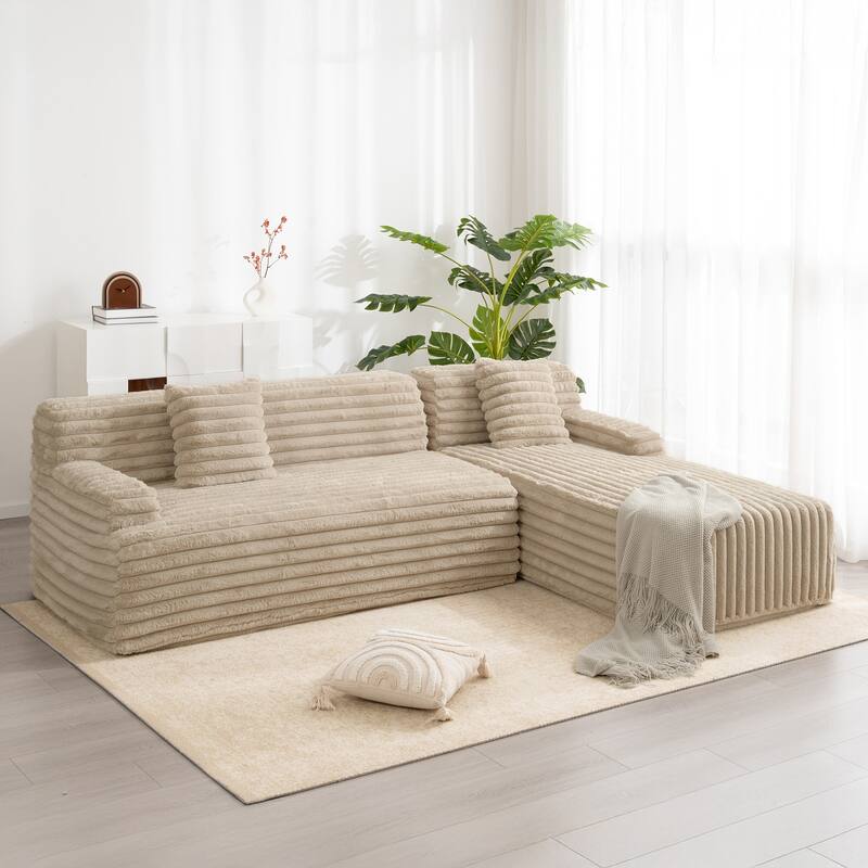 Sectional Upholstered Sofa with Convertible Upholstered Chair