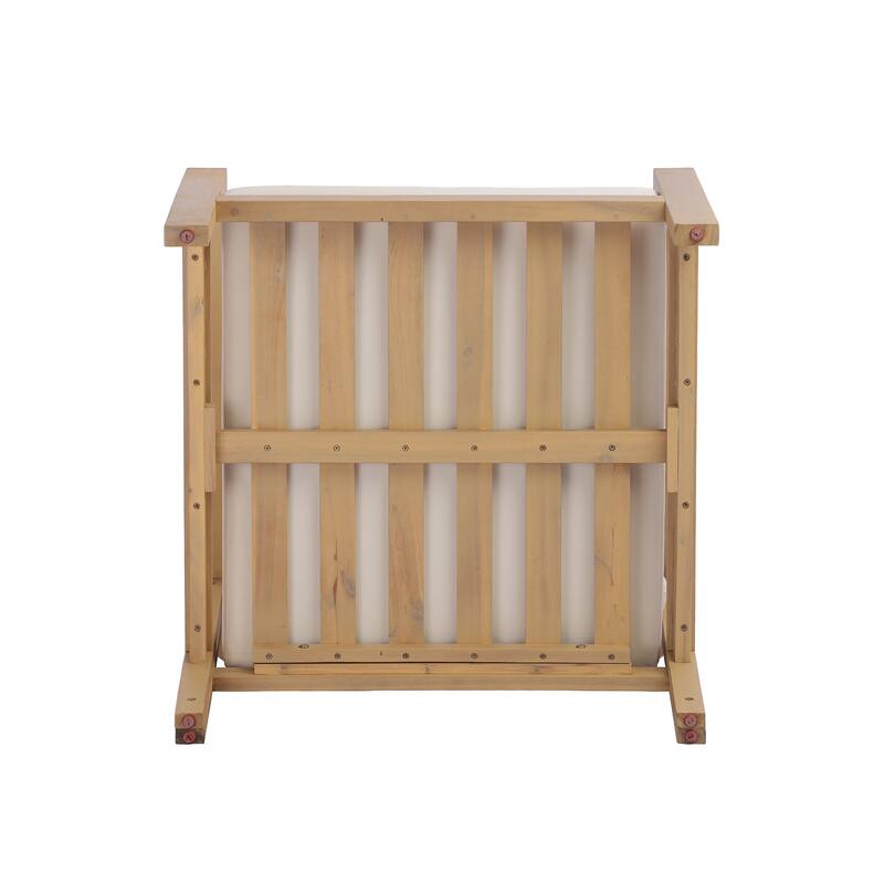 Christopher Knight Home - Elva 5-Piece Outdoor Acacia Wood Patio Conversation Set with Slatted Coffee Table & Cushions