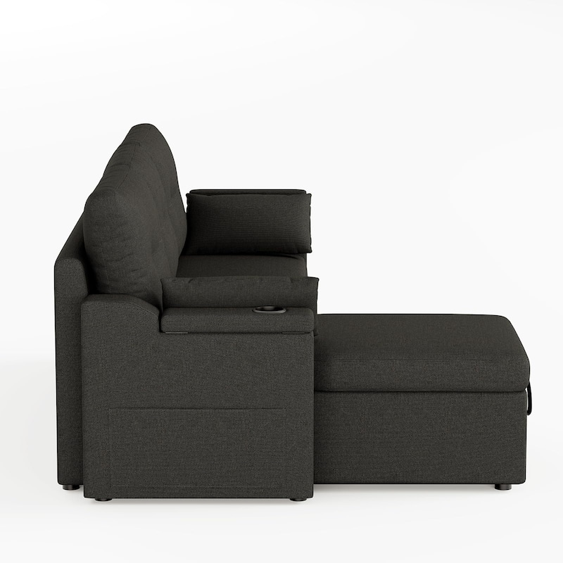 Sofa Couch, Sofa Couch with Storage, Modern L Shaped Sectional Couch with Pullout Bed