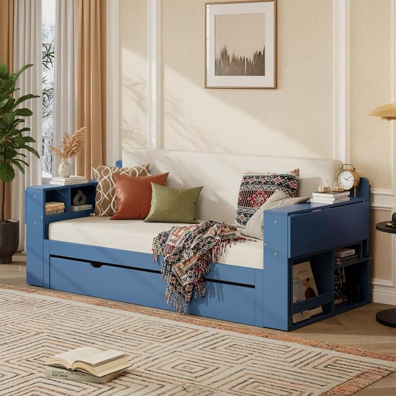 4-in-1 Convertible Daybed with Foldable Desk, Pull-Out Bed & Storage by Harper&Bright Designs