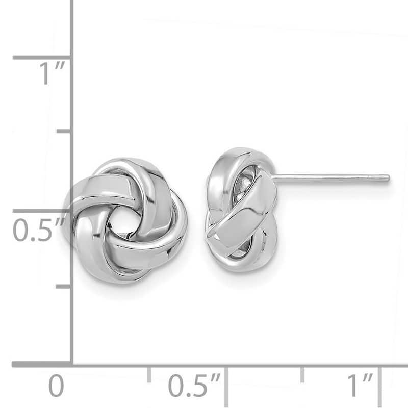 Curata 14k White Gold 10.5mm Polished Squared Tube Love Knot Post Earrings
