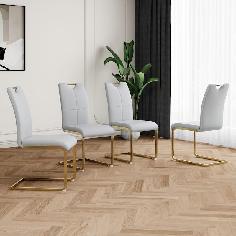 Set Of 4, Modern Dining Chairs With Faux Leather Padded Seat, Dining Living Room Chairs, Upholstered Chair