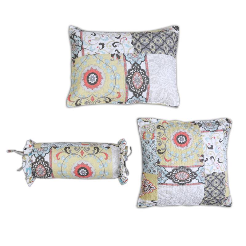 Cozy Line Moorea Stylish Floral Patchwork 6-piece Quilt Bedding Set