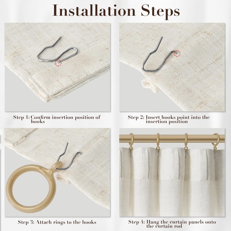 Natural Cream Pinch Pleated Linen Curtains
