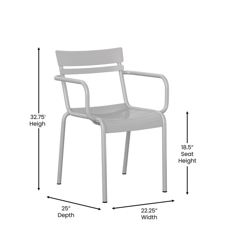 Modern Commercial Grade 2 Slat Indoor/Outdoor Steel Stack Chair
