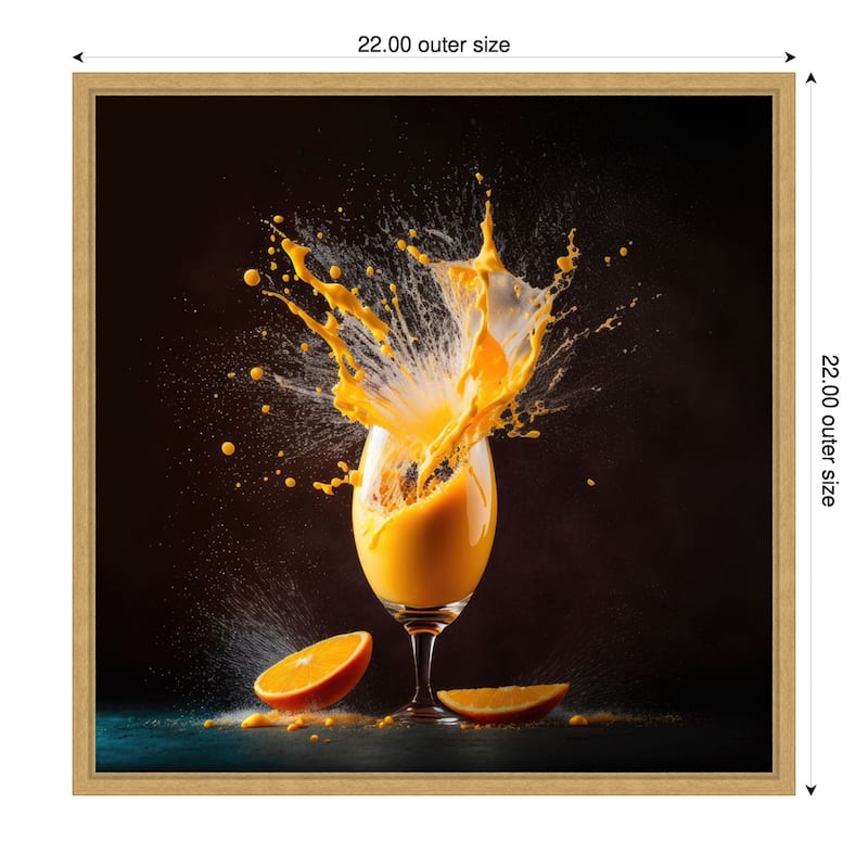 Mimosa Splash by Jake Fouracre Framed Canvas Wall Art Print - Sylvie Bright Gold - 22 x 22 in