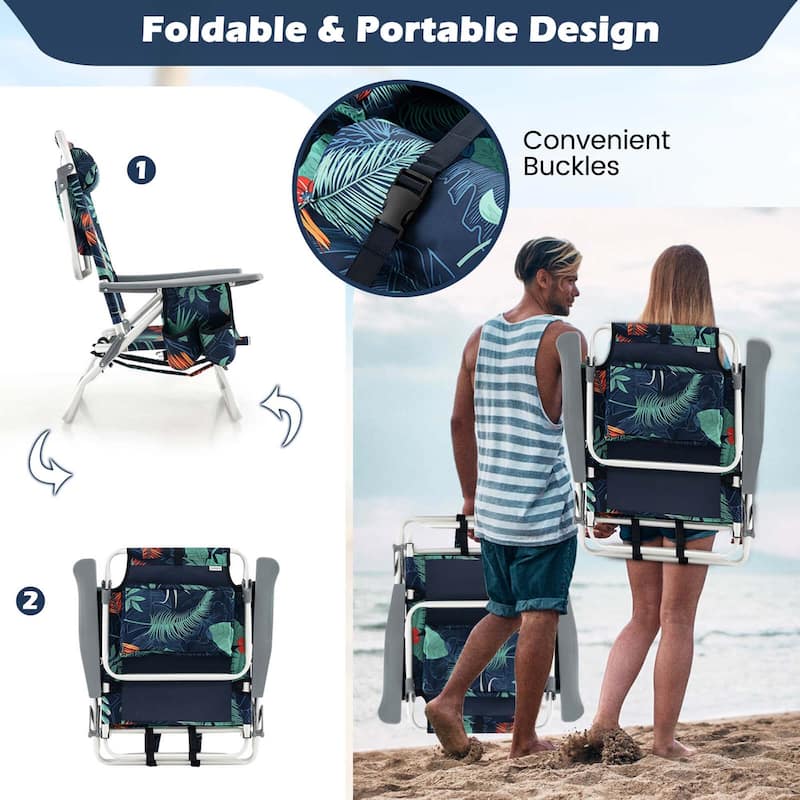 Costway 4-Pack Folding Backpack Beach Chair 5-Position Outdoor - See Details