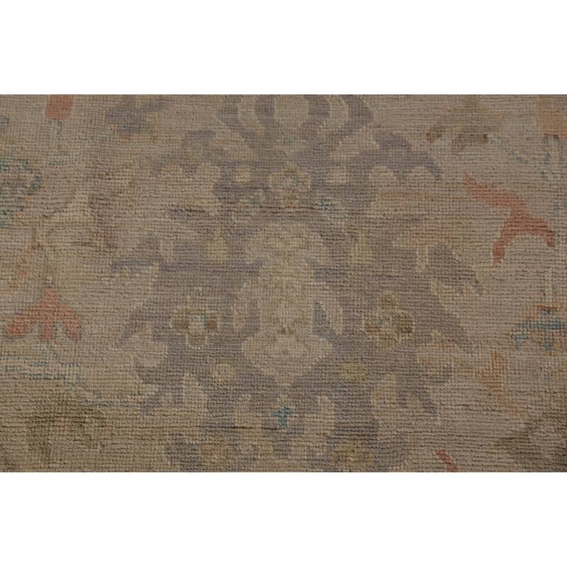 Hand Knotted Oriental 100% Wool Carpet Transitional All-Over Beige & Ivories Oushak Area Rug - 14' 9'' X 11' 4''