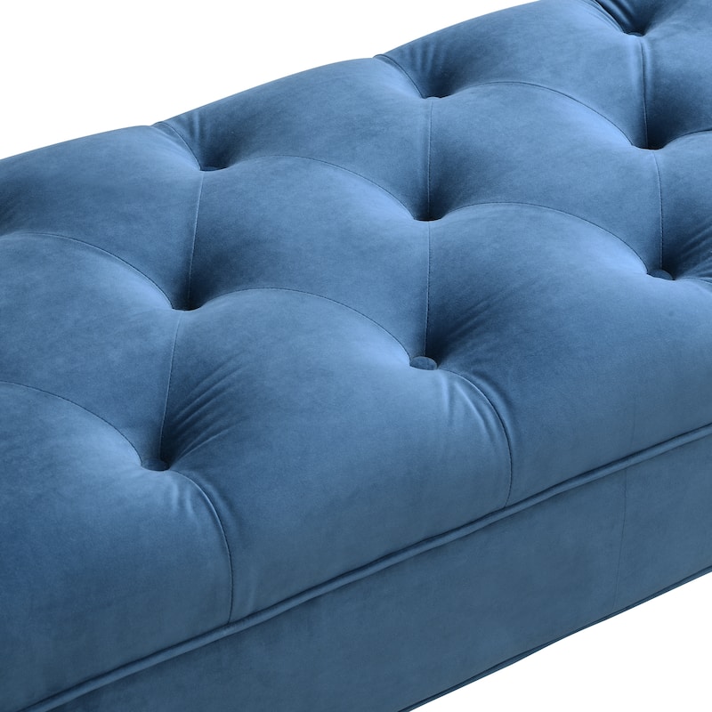 Christopher Knight Home - Quillon Velvet Tufted End of Bed Bench with Solid Wood Legs and 2 Pillows