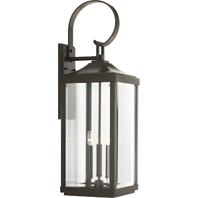 Gibbes Street 3-light Bronze Traditional Outdoor Wall Lantern Light - 27.380" x 15.500" x 14.120"