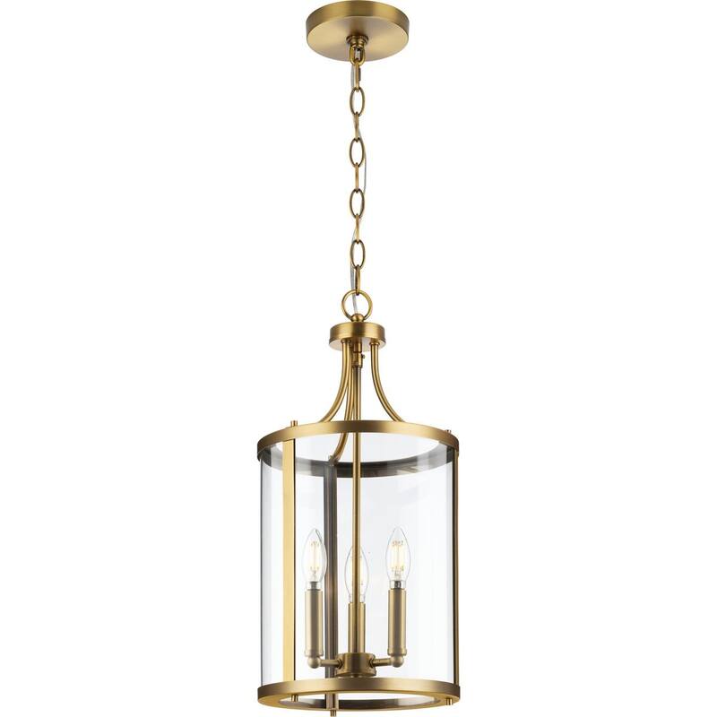Gilliam Collection Three-Light Vintage Brass New Traditional Hall & Foyer - 10 in x 10 in x 20.75 in