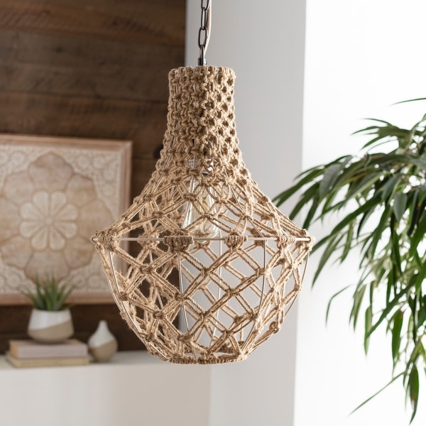 Katja Bohemian Rope Frame 1-light Pendant - 14" x 14" x 20". Opens flyout.