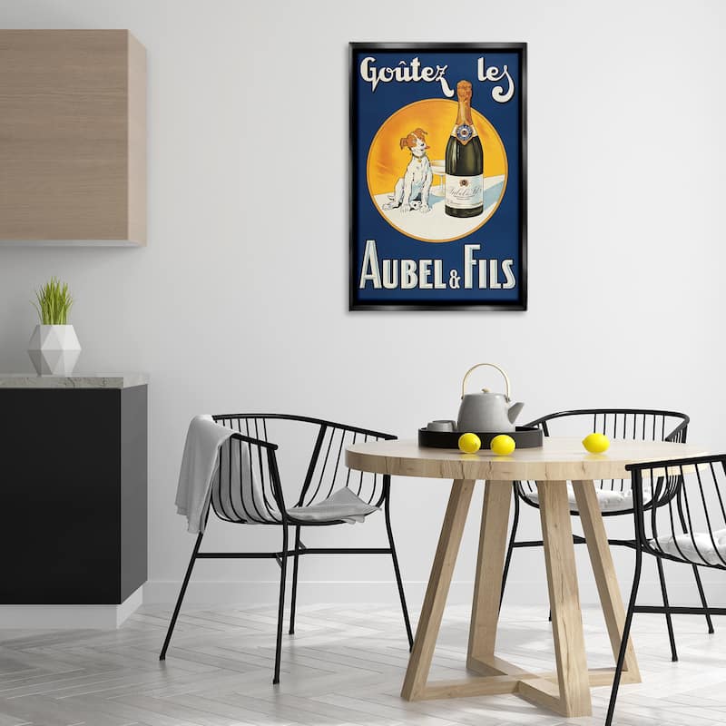 Stupell Dog & Wine Advertisement Framed Floater Canvas Wall Art Design By Marcus Jules