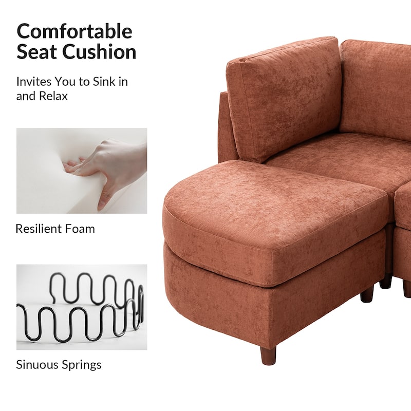 Mattia 125" Modern Under-seat Storage Sectional Sofa with Round Table and Solid Wood Legs by HULALA HOME