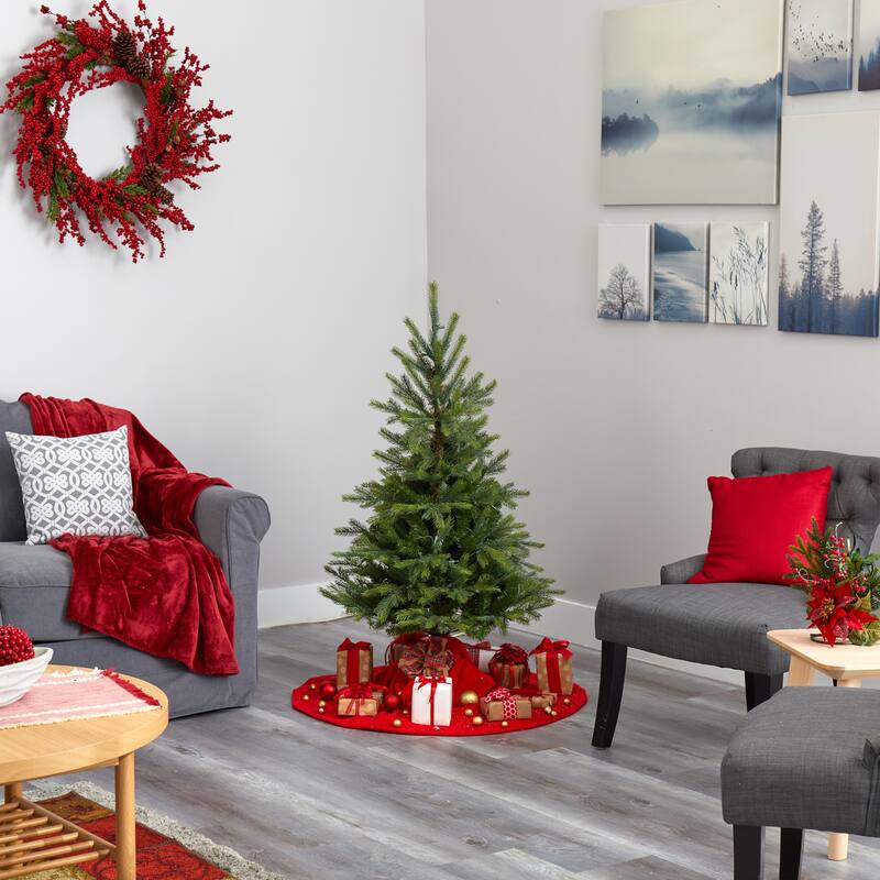 4’ Pre-Lit North Carolina Spruce Artificial Christmas Tree, Clear LED Lights - 4 Foot