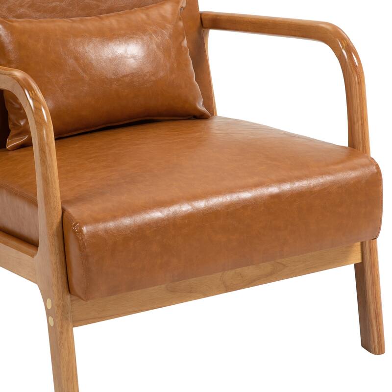 Mid Century Solid Wood Upholstered Accent Chair