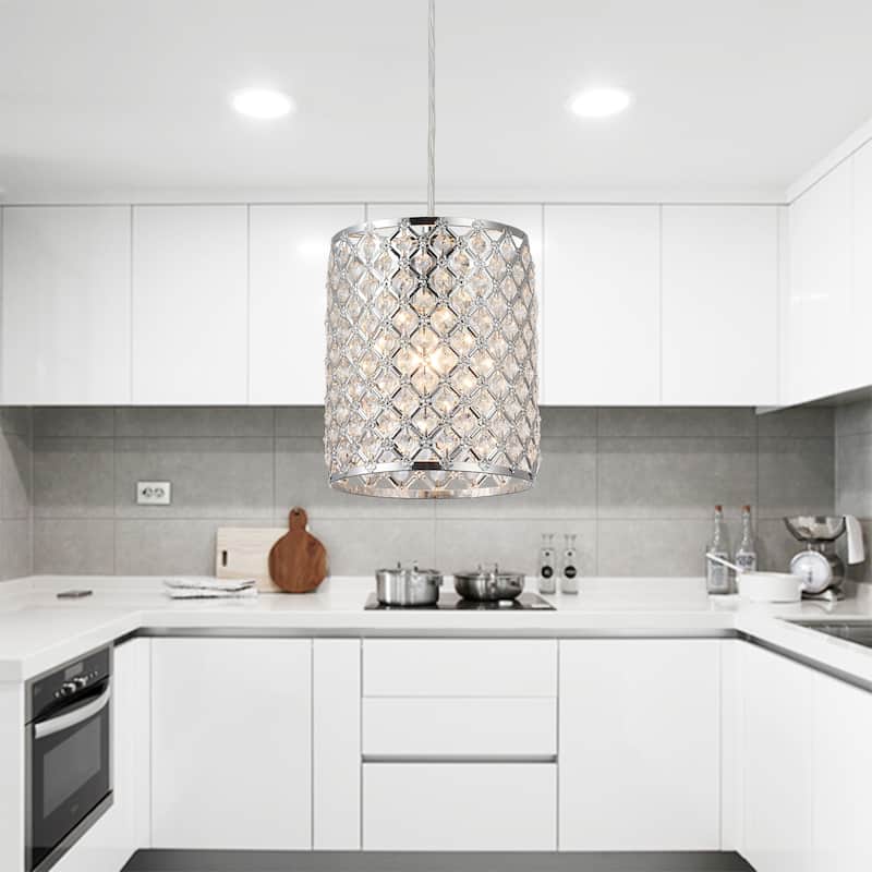 Botvi 1-Light 7-Inch Chrome Drum Pendant