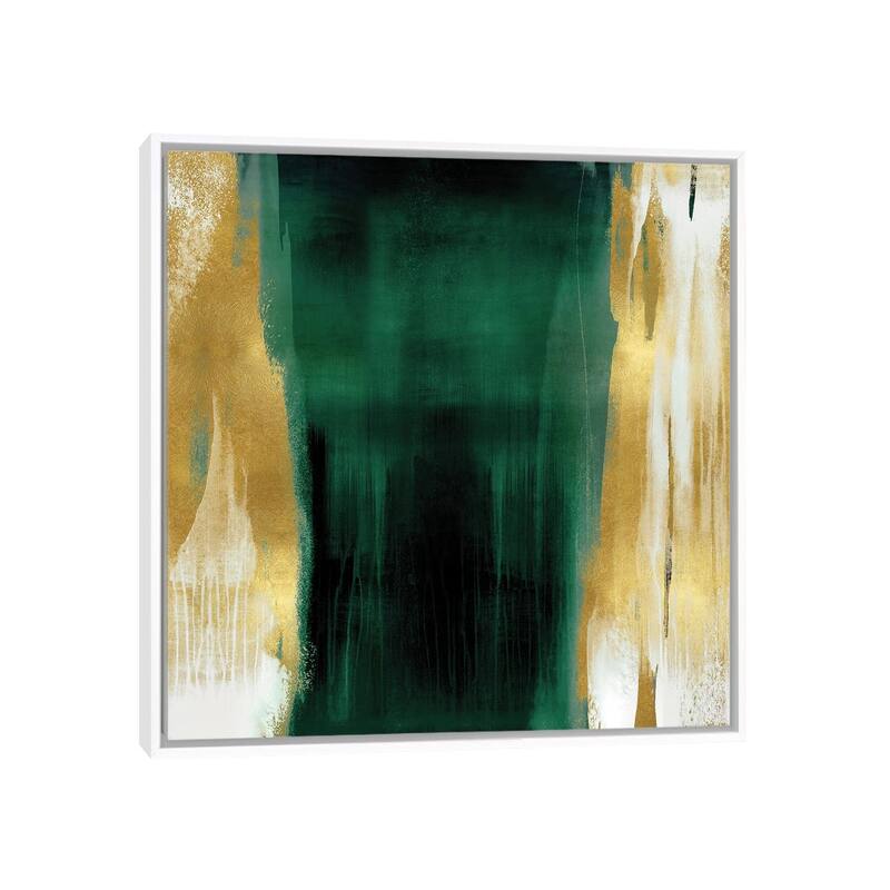 iCanvas "Free Fall Emerald with Gold II" by Christine Wright Framed Canvas Print - White - 37x37