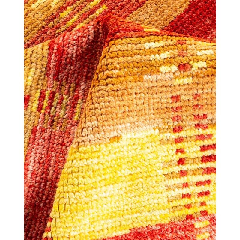 Overton Hand Knotted Wool Vintage Inspired Modern Contemporary Modern Red Area Rug - 4' 3" x 6' 0"