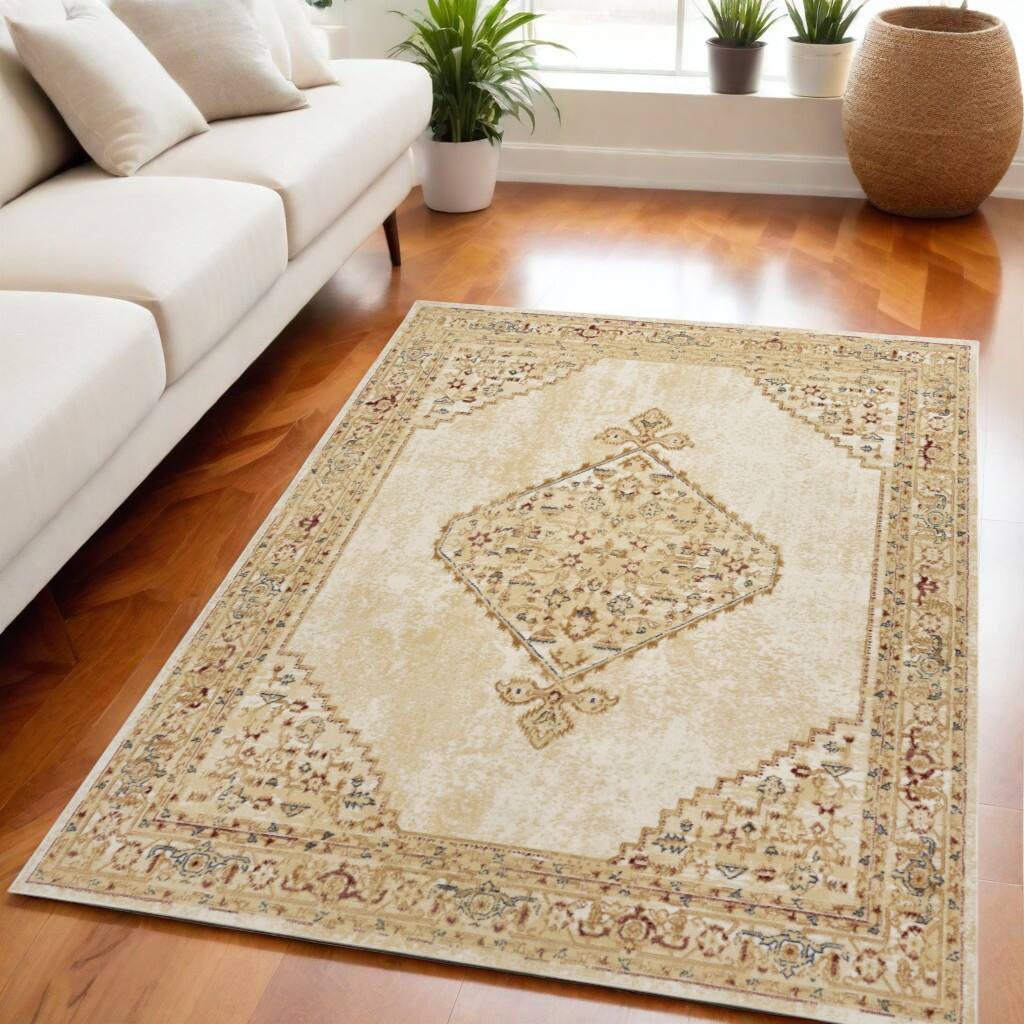 Lunaq Power Loomed Distressed Area Rug By HomeRoots