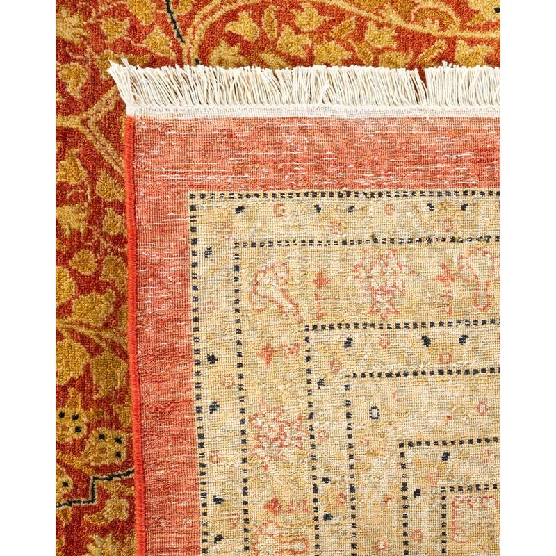 Overton Handknotted Wool Vintage Inspired Traditional Mogul Orange Area Rug - 18' 7" x 11' 10"