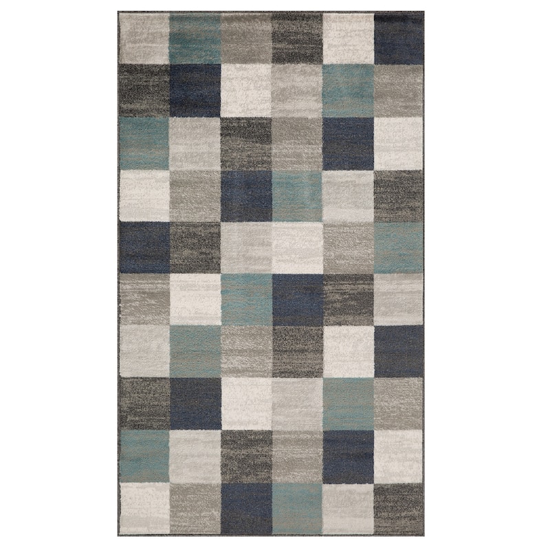 Contemporary Block Tile Indoor Area Rug or Runner by Superior