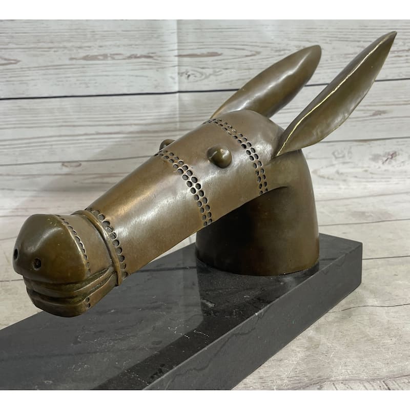 Donkey Head Bronze Metal Bust Sculpture On Marble Base After Pablo Pico
