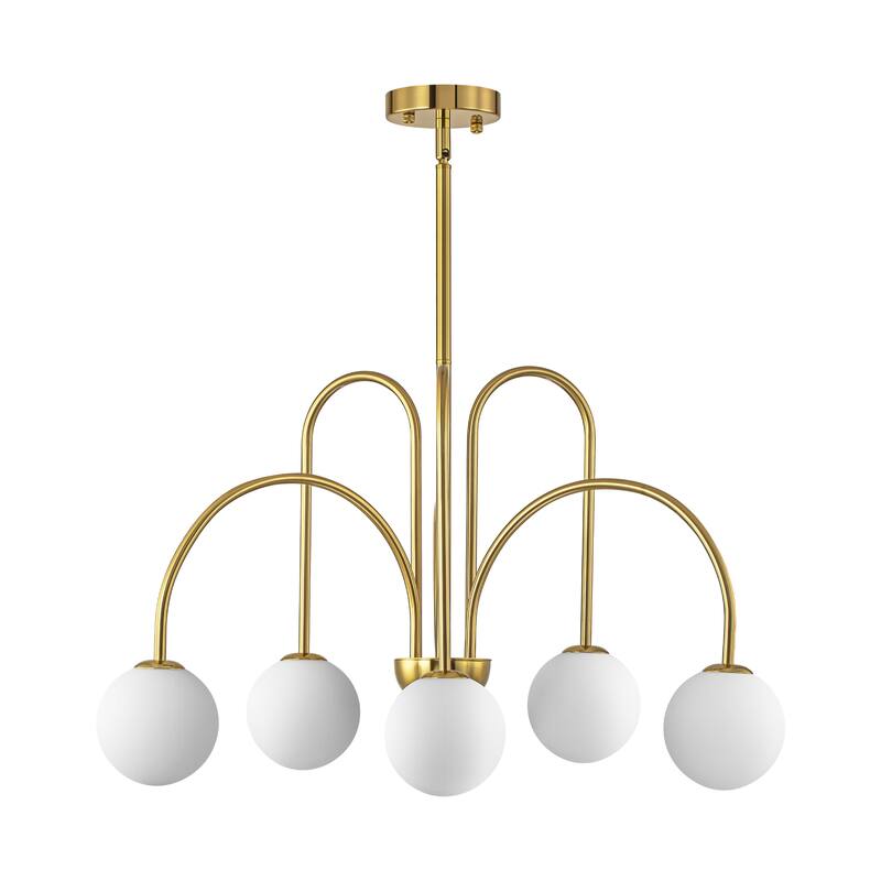 6-Light Modern Linear Sputnik Branch Frosted Glass Globe Chandelier for Dining Room