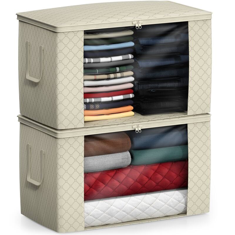 Sorbus Foldable Storage Bag Organizers, Large Clear Window & Carry Handles, Great for Clothes, Blankets, and More