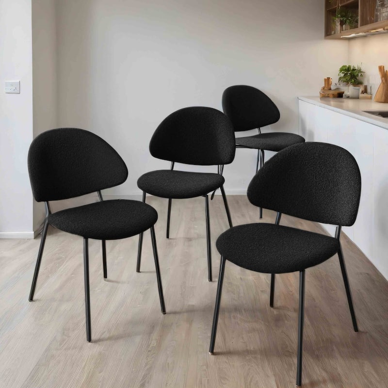 PU Leather Upholstered Dining Chairs with Curved Backrest (Set of 4 )