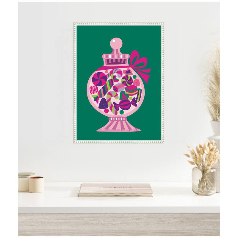 Kate and Laurel Sylvie Beaded Christmas Candy Framed Canvas by Rachel Lee