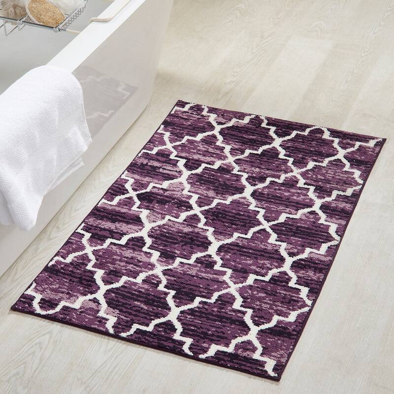 Better Trends Savio Collection 3 Pc Set Bathroom Rug - 100% Micro Polyester with Gel Foam Backing, Machine Washable Bath Mat