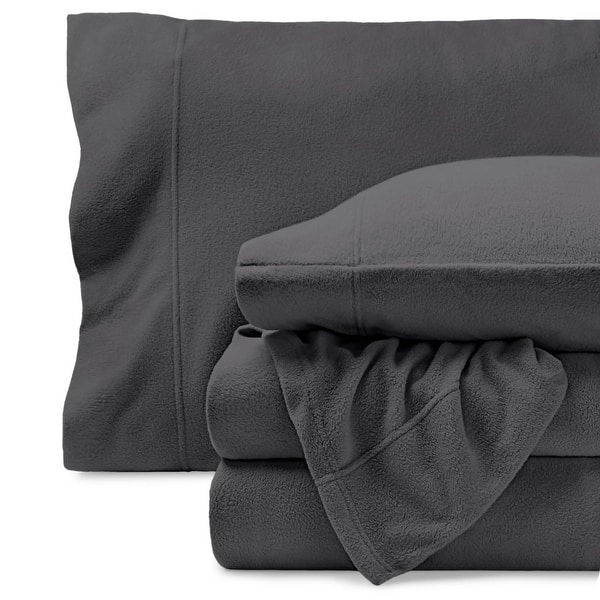 slide 2 of 9, Bare Home Polar Fleece Deep Pocket Sheet Set Full - Grey