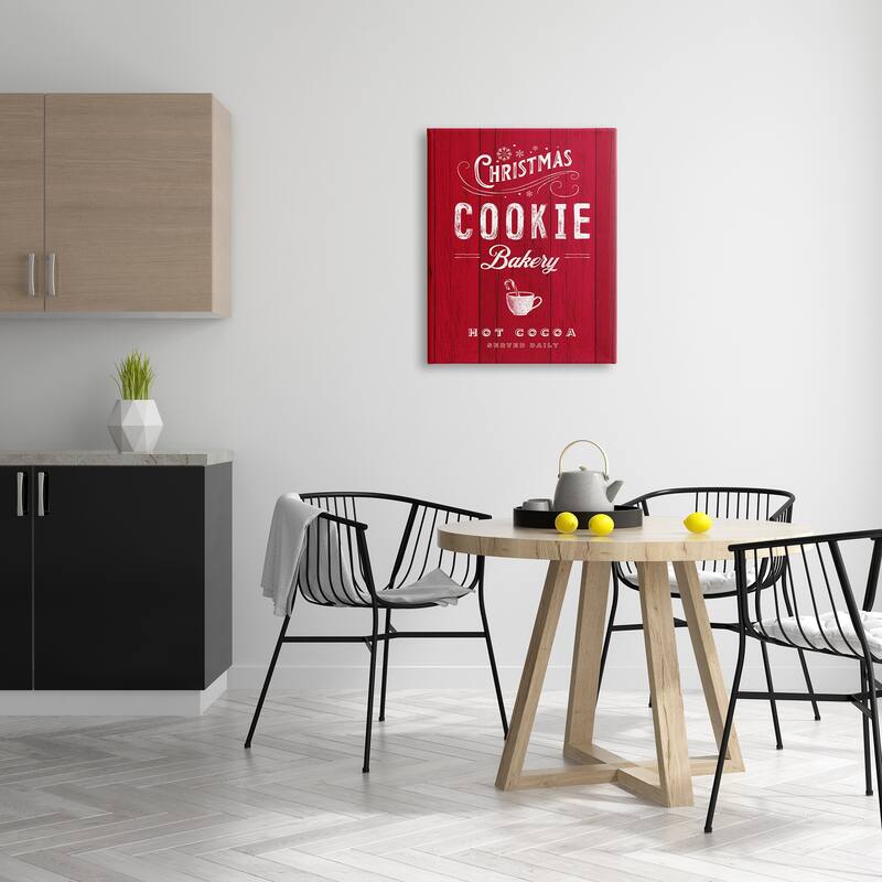 Stupell Christmas Cookie Bakery Holiday Advertisement Festive Cocoa Canvas Wall Art - Red