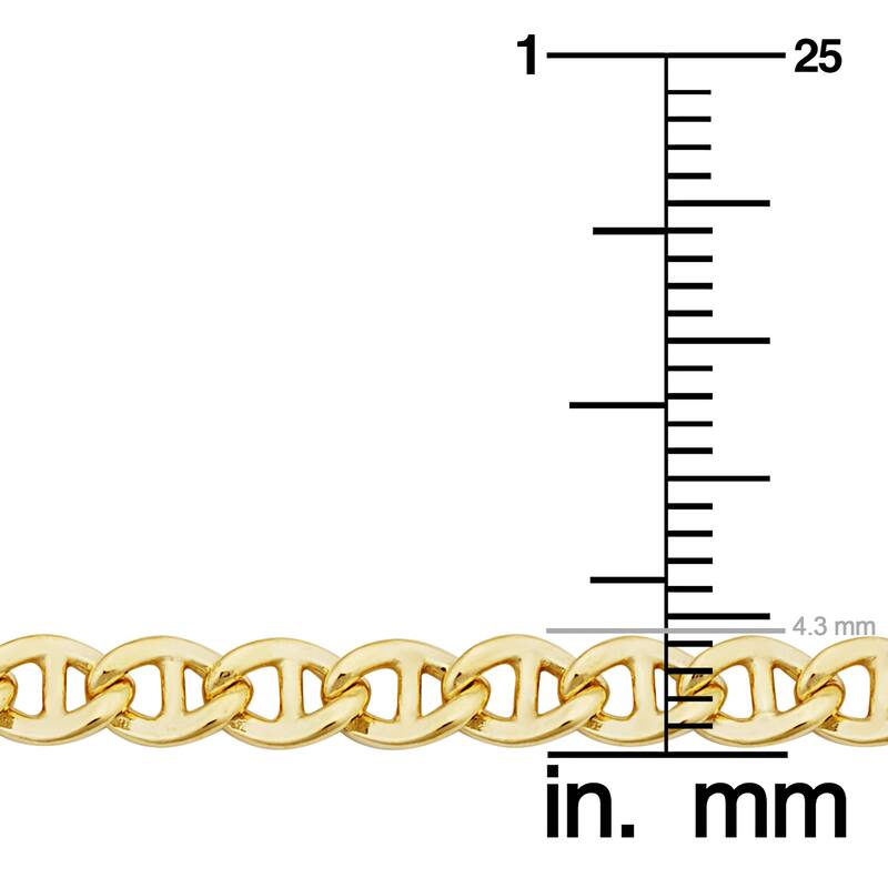 14k Yellow Gold Filled 4.3 mm Mariner Link Chain Necklace For Men and Women