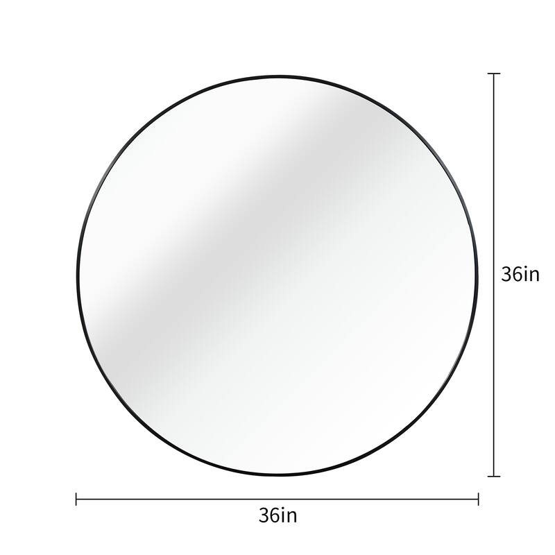 GDFStudio - Lucent Modern Round Bathroom Vanity Decorative Mirror with Statement Scale Design & Metal Frame