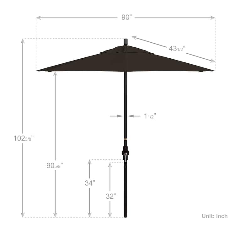 California Umbrella 75' Sun Master Patio Umbrella Bronze Aluminum Pole Fiberglass Ribs Crank Lift Tilt Pacifica