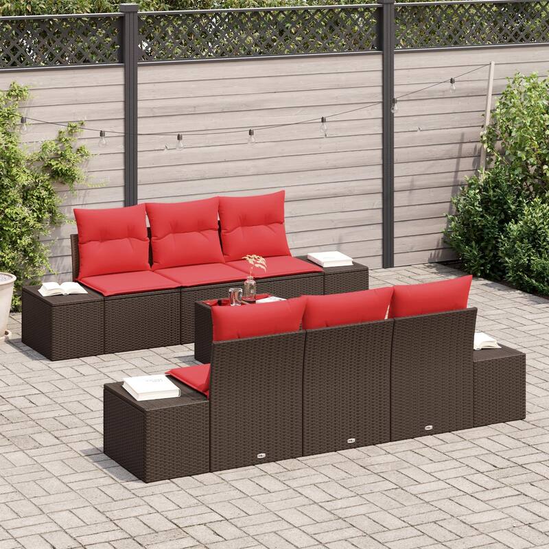 vidaXL 7 Piece Garden Sofa Set with Cushions - 94.1×24.4×27.2