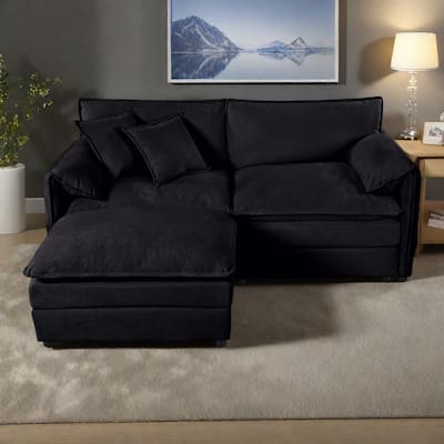 75.59" Chenille Modular Sectional Sofa with Ottoman,Deep Seat and 800lb Capacity