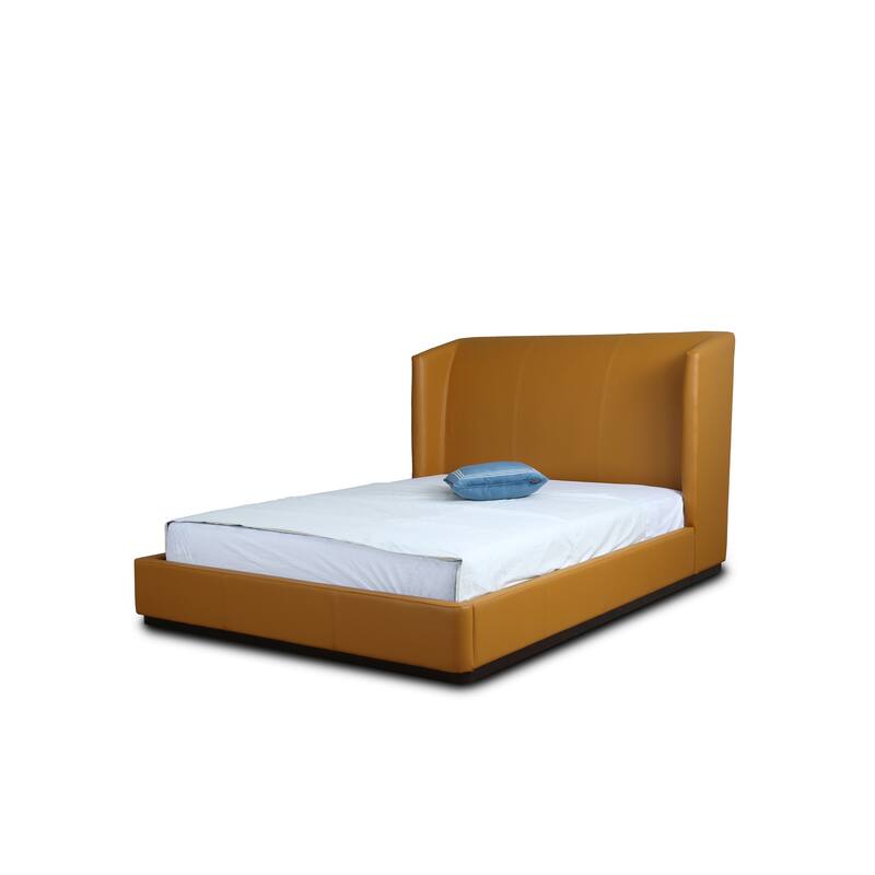 Ceets Sophisticated Modern Leather Upholstered Lenyx Bed Frame - Saddle Brown - Full