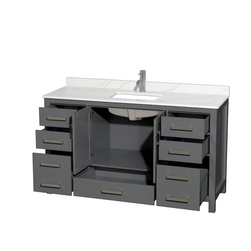 Sheffield 60-inch Single Vanity, Single Hole Quartz Top