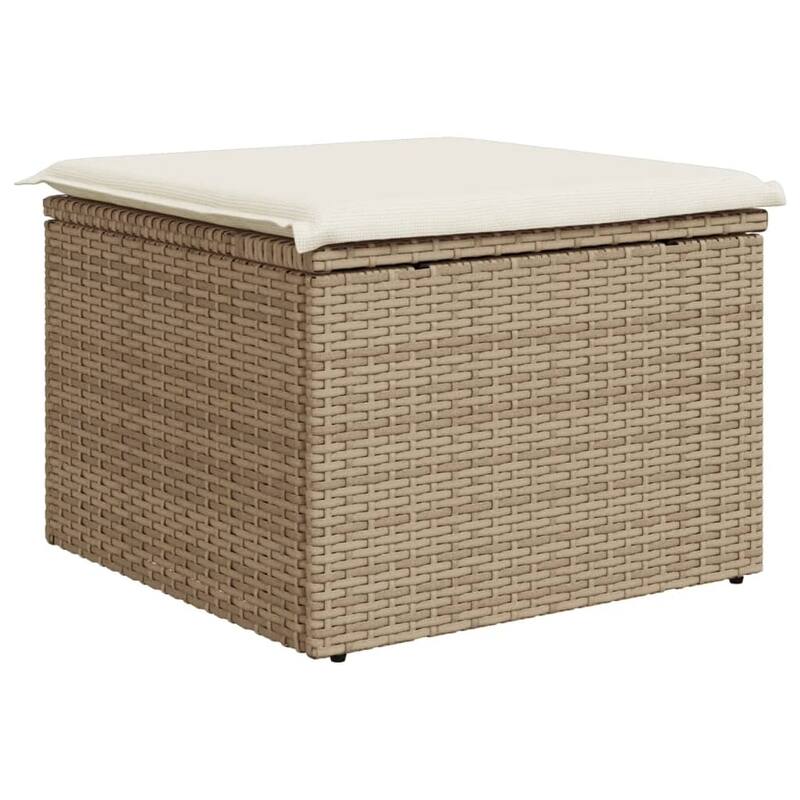 vidaXL Patio Stool with Cushion Ottoman Outdoor Seating Cube Seat Poly Rattan - 21.7 x 21.7 x 14.6