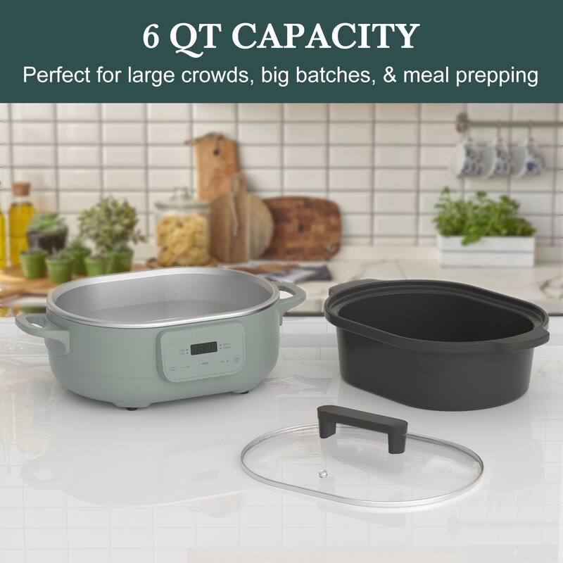 Magnifique 6 QT Versatile Programmable Slow Cooker for Dishwasher Safe