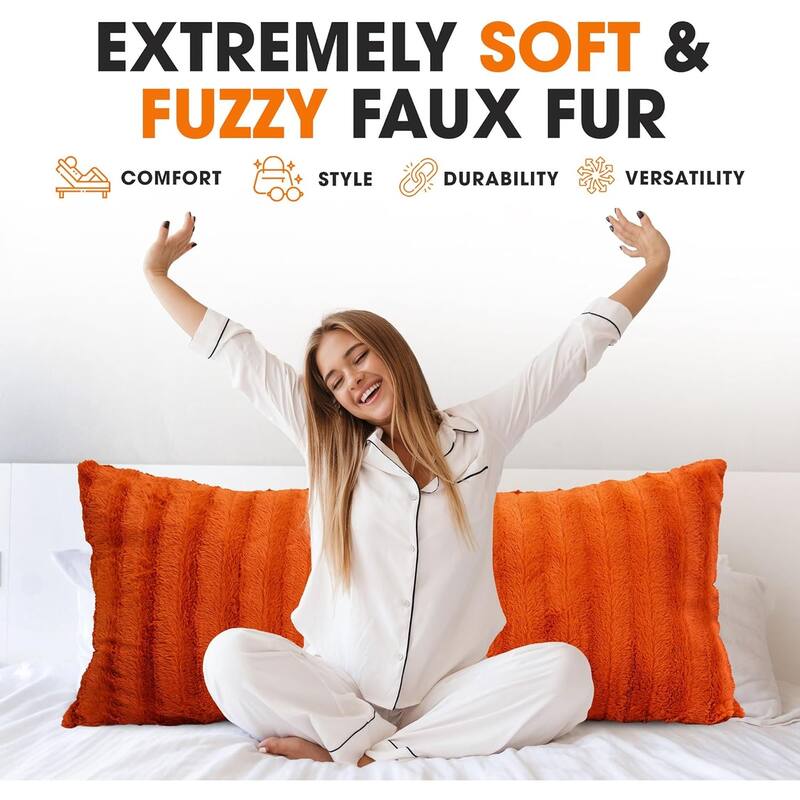 Cheer Collection 18x40 Faux Fur Decorative Throw Pillow