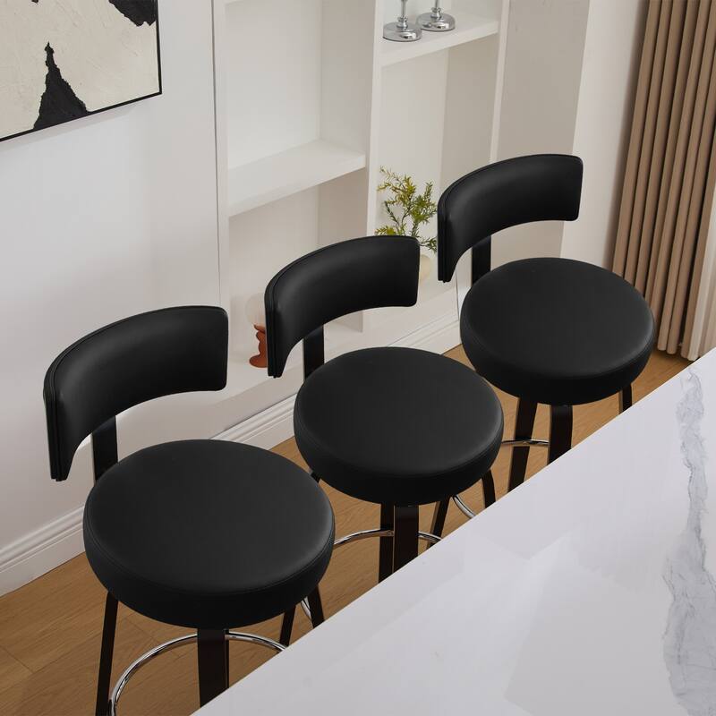 Upholstered Swivel Counter/ Bar Stools with T-Shaped Backrest