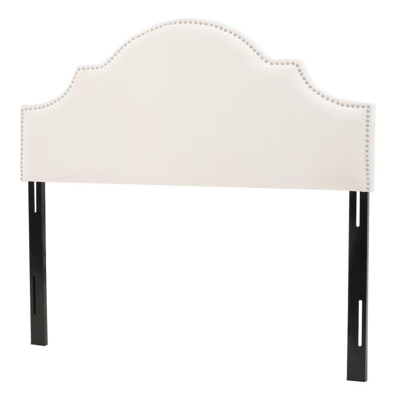 Queen bed, Headboard with Black finish on height-adjustable legs