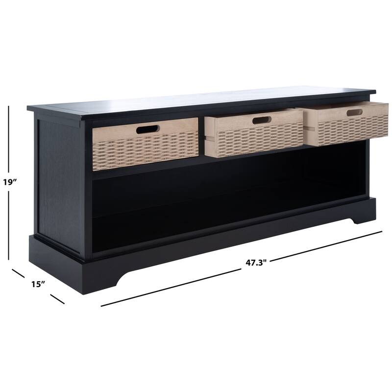 SAFAVIEH Landers 3-Drawer Bottom Shelf Storage Bench - 47.3" W x 15" L x 19" H