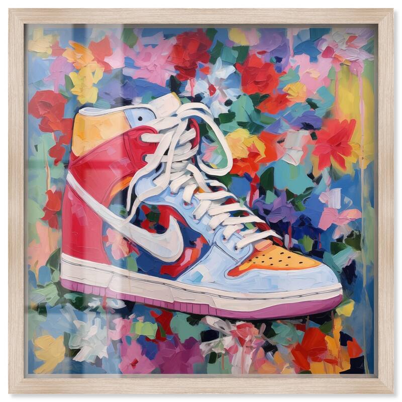 Whimsical Sneaker Shadowbox by Art Remedy - Natural - 16" x 16"